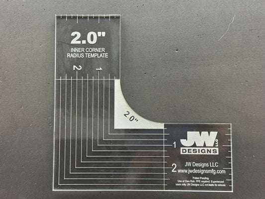JW Designs Inner Corner Radius Template – 4-Piece Set (1”, 1.5”, 2”, 2.5”)